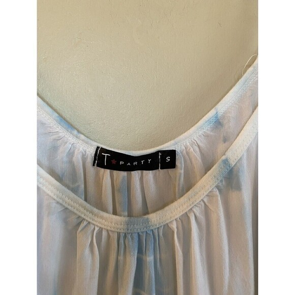 T.Party  Tie Dyed Blue & White Cold Shoulder Top Sz.S - Picture 3 of 4